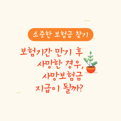 보험기간 만기 후 사망한 경우, 사망보험금 지급 관련 사례