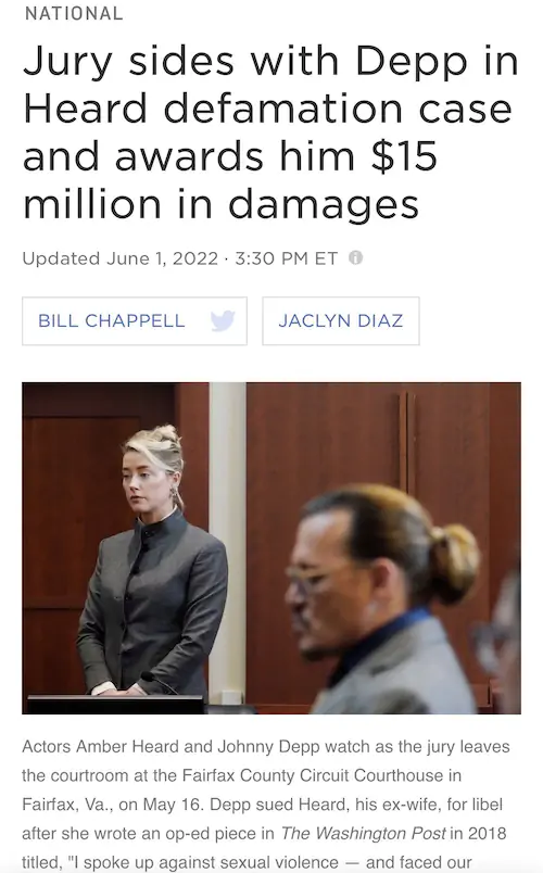 조니 뎁과 앰버 허드 이혼 소송 판결 결과