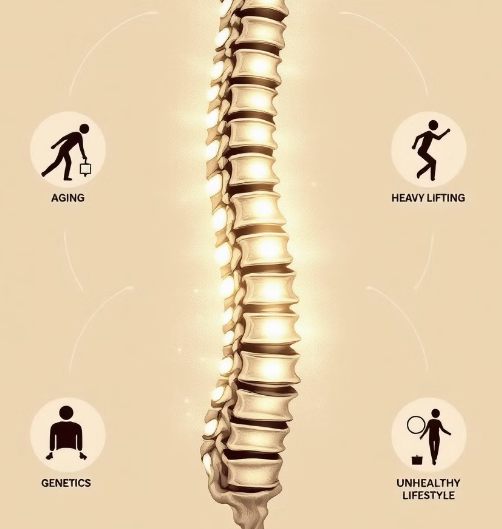 척추 디스크의 원인을 나타내는 시각자료