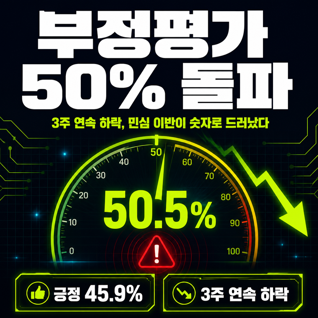 부정평가 50% 돌파