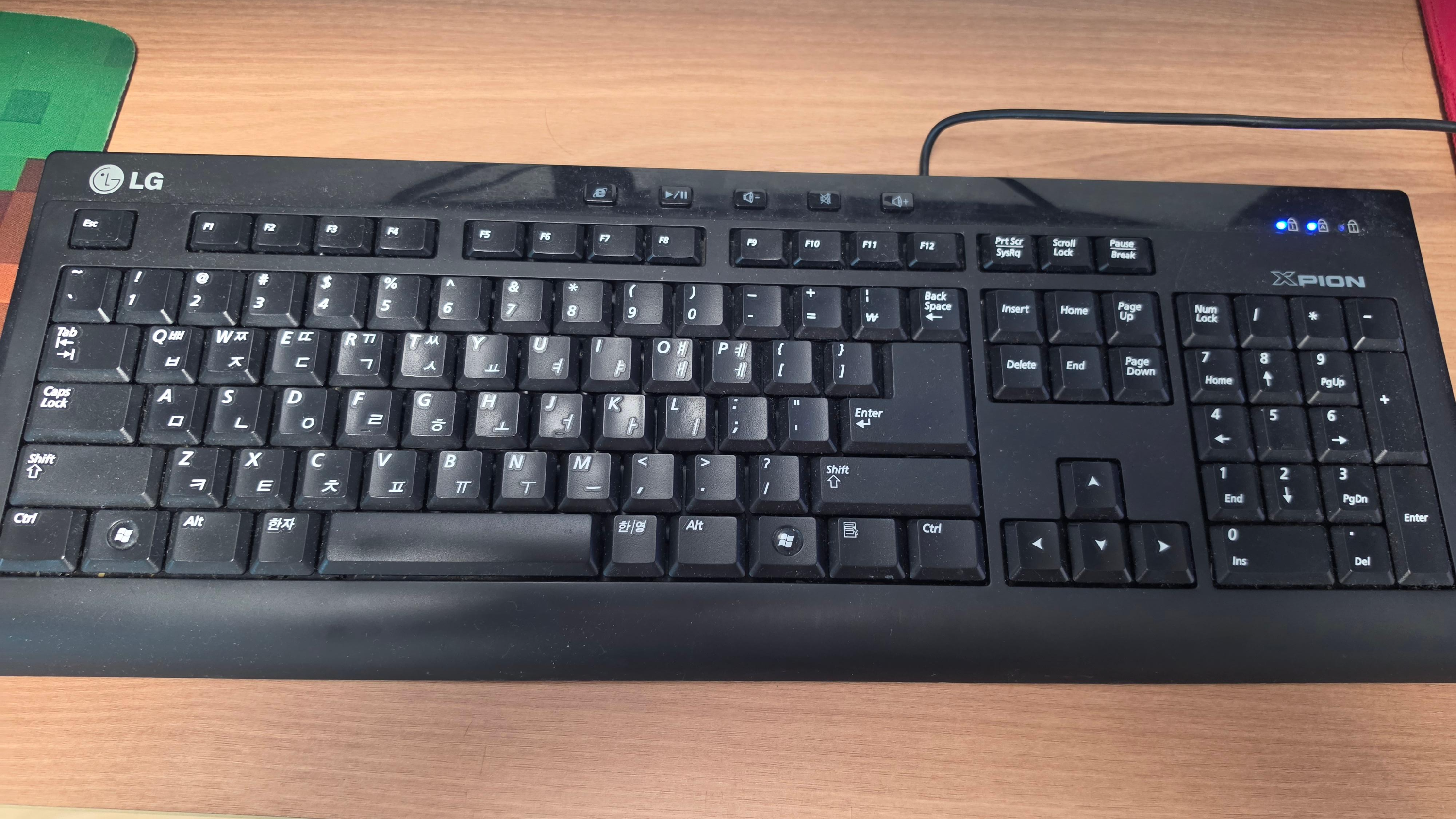 구형 키보드 LG LK-P7B 정상연결 모습