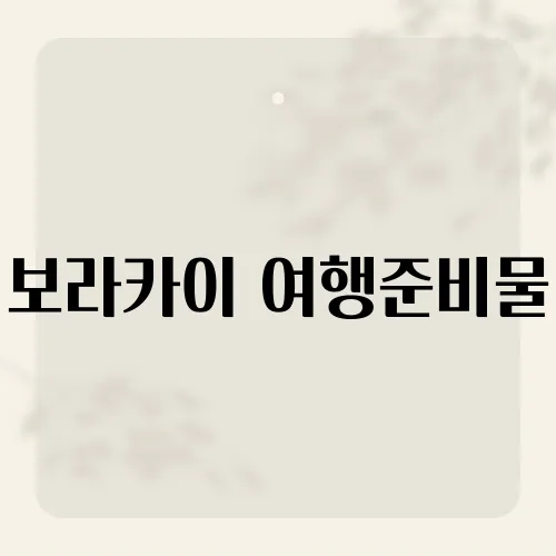 보라카이 여행준비물, 이 물건 하나 놓치면 현지에서 고생할 수도!