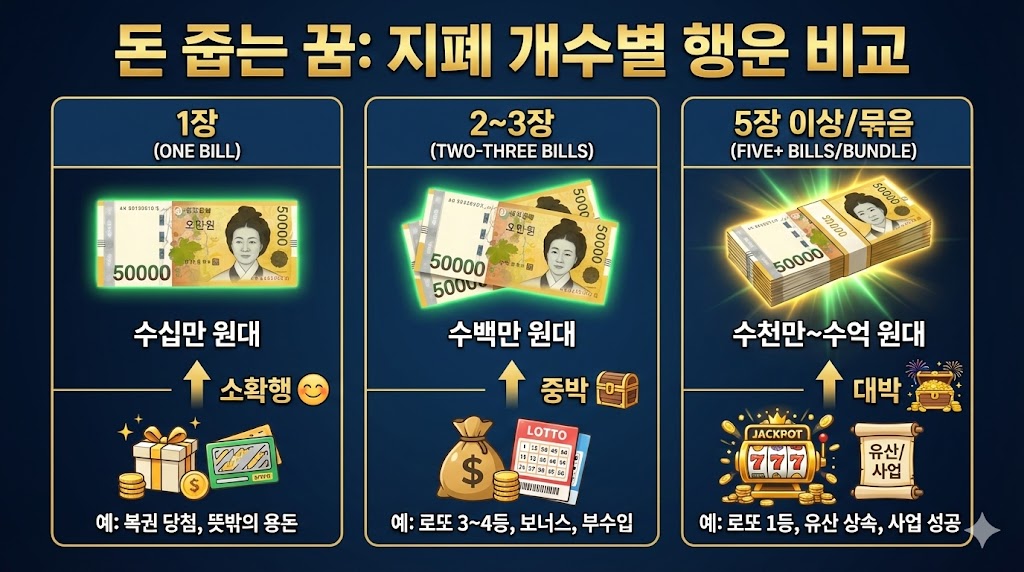 오만원권 줍는 꿈 대박? 로또 횡재 고액당첨 해몽