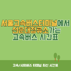 서울고속버스터미널에서 선문대정류소 가는 고속버스 시간표 최신정보
