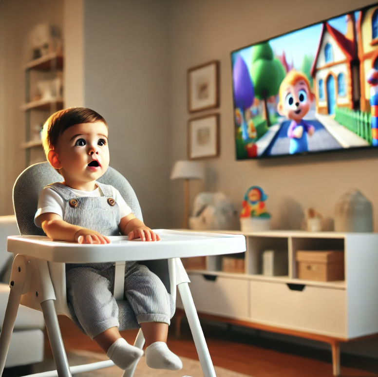 영상 콘텐츠 시청 중인 아기