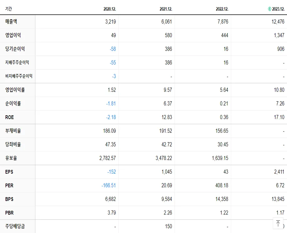 서진시스템 재무제표