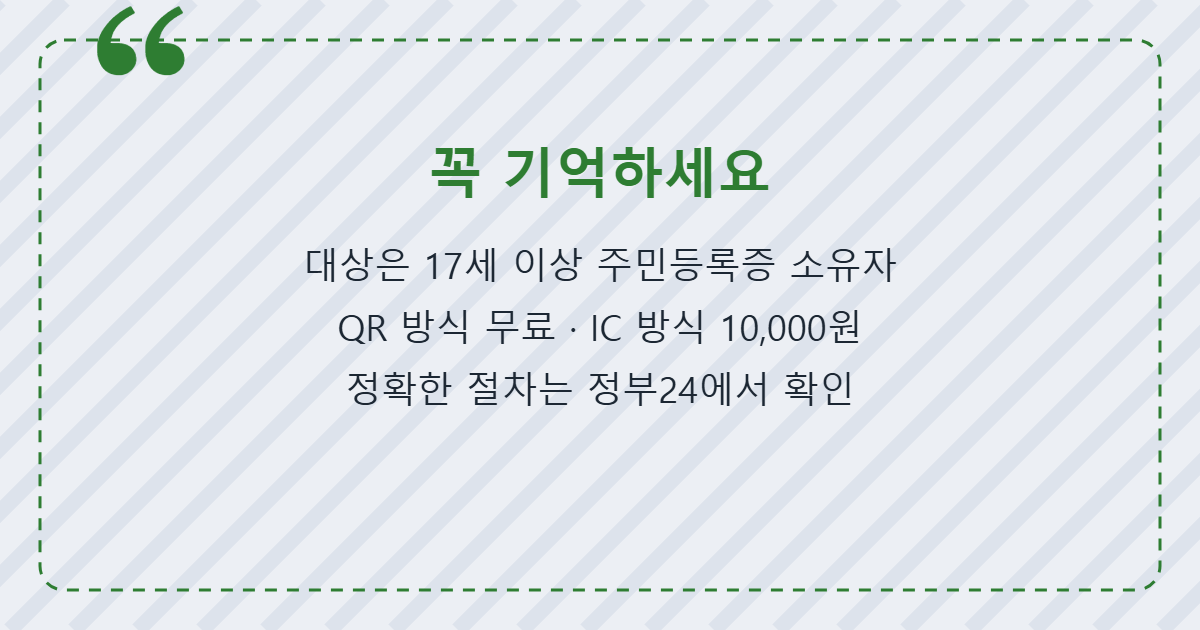 모바일 주민등록증 발급 핵심 요약 이미지