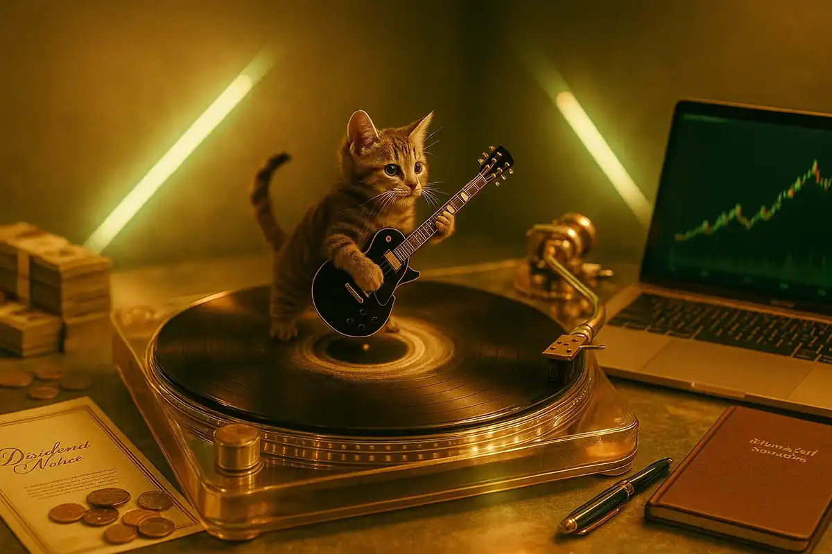 기타 치는 고양이와 주식 시장 컨셉