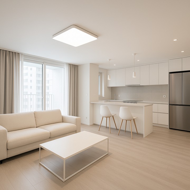 넓고 환한 신축 아파트 실내