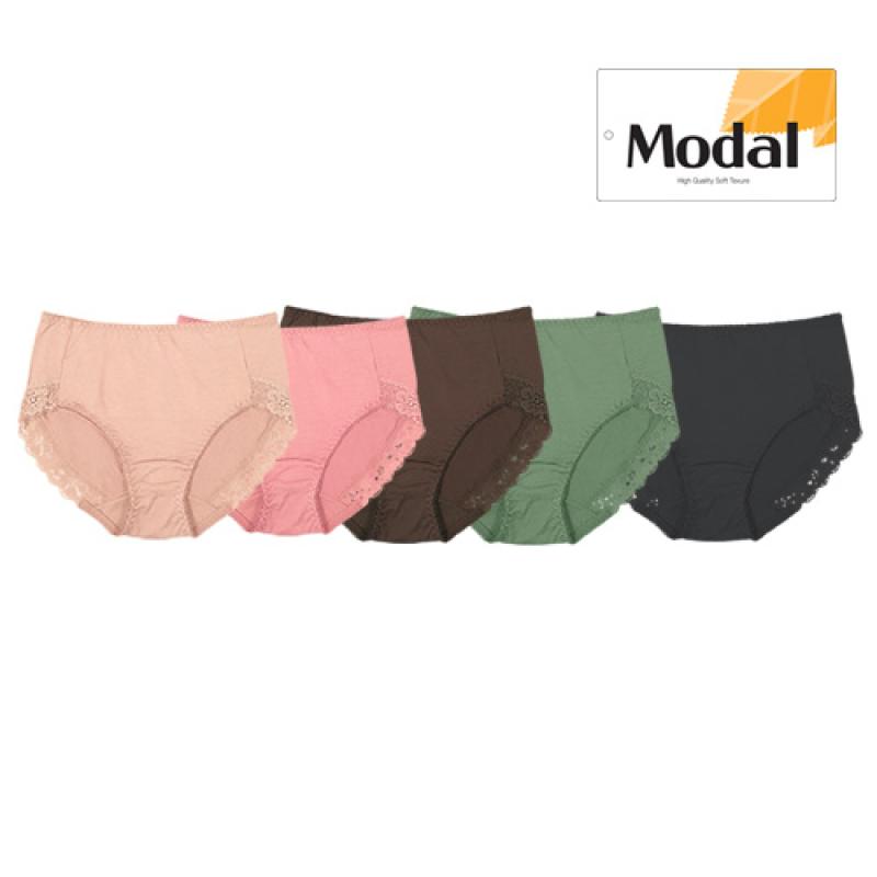 퀸즈맥시 여자 모달 레이스 노라인 미디팬티 5종 SET 인생팬티로 유명해요