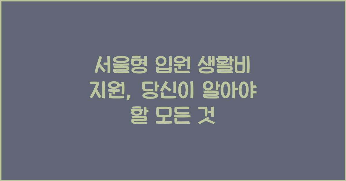 서울형 입원 생활비 지원
