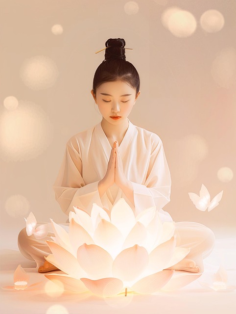 명상하는 동양여자 사진