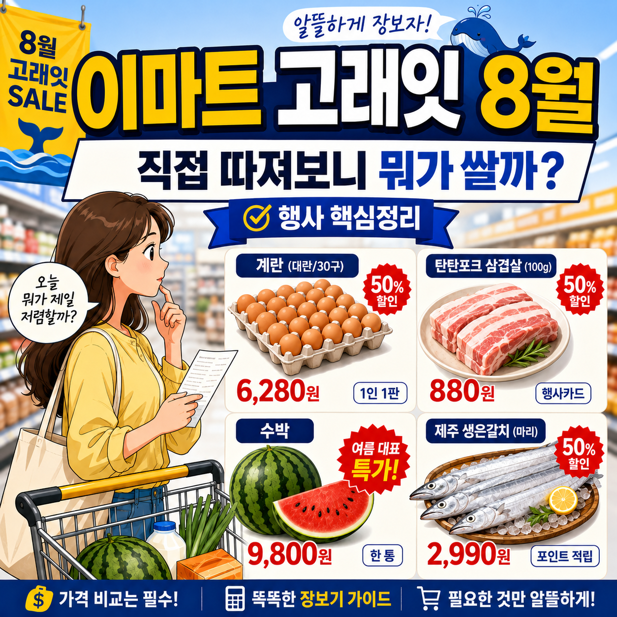 이마트 고래잇 8월, 직접 따져보니 뭐가 쌀까?