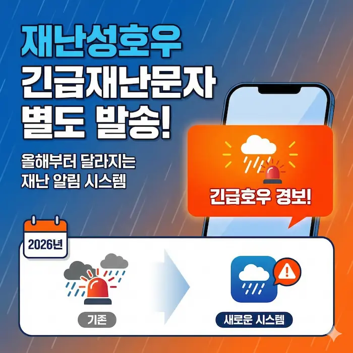 재난성호우 긴급재난문자 별도 발송! 2026년 올해부터 달라지는 재난 알림 시스템