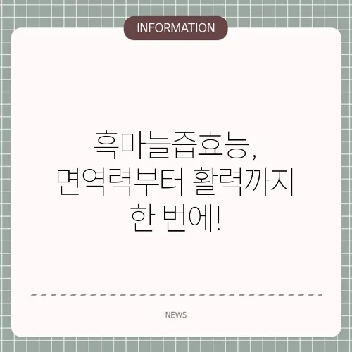 흑마늘즙효능, 면역력부터 활력까지 한 번에!