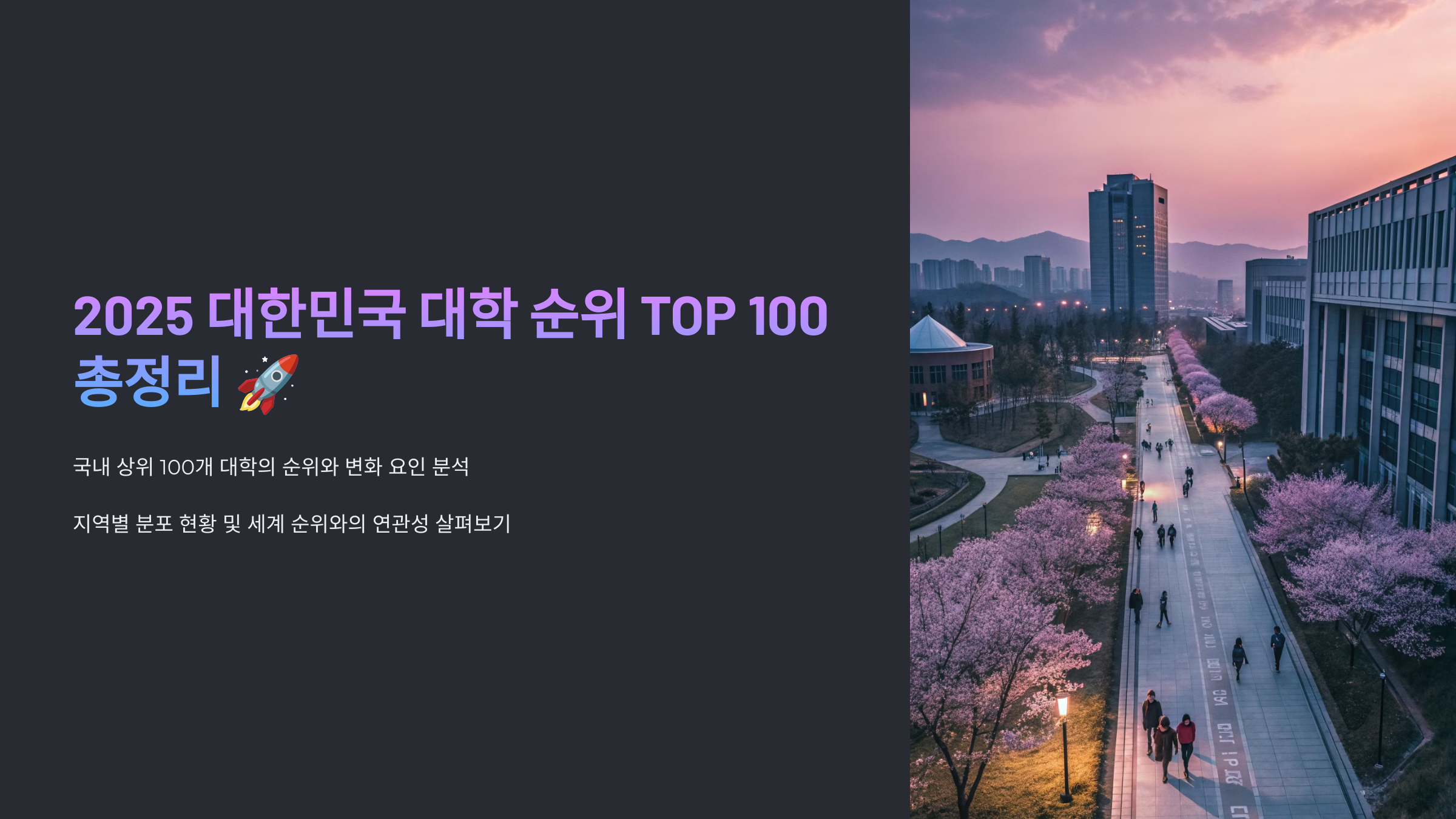 2025 대한민국 대학 순위 TOP 100 총정리