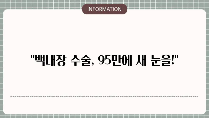 백내장 수술 가격 95만: 