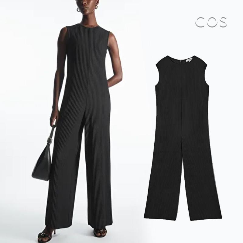 COS 코스 레그 와이드 플리츠 민소매 주름 점프수트