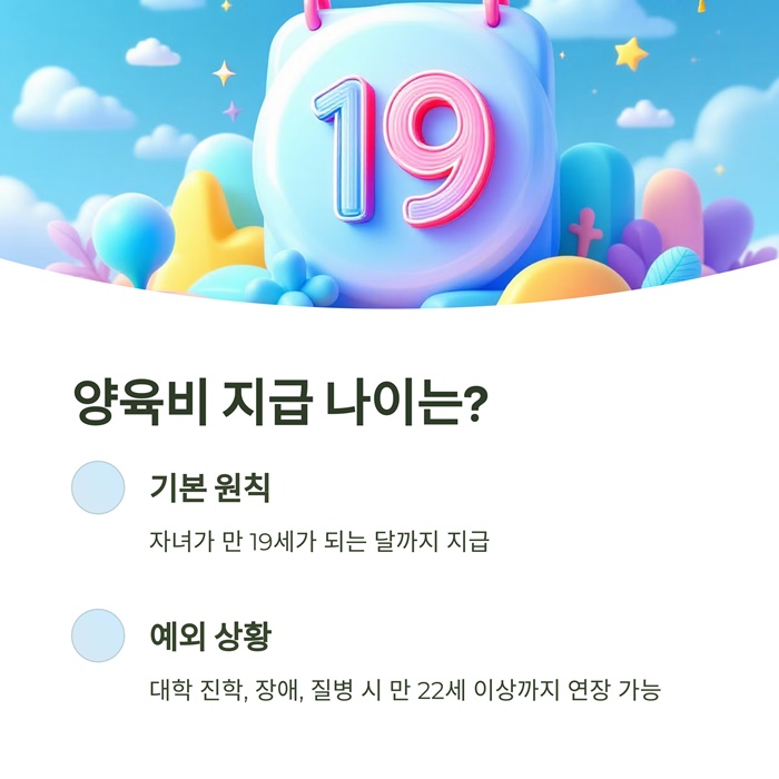양육비 지급나이, 기간 산정표와 신청방법 요약 이미지