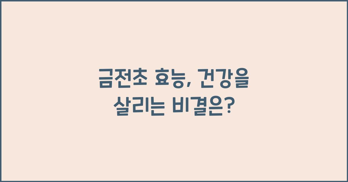 금전초 효능