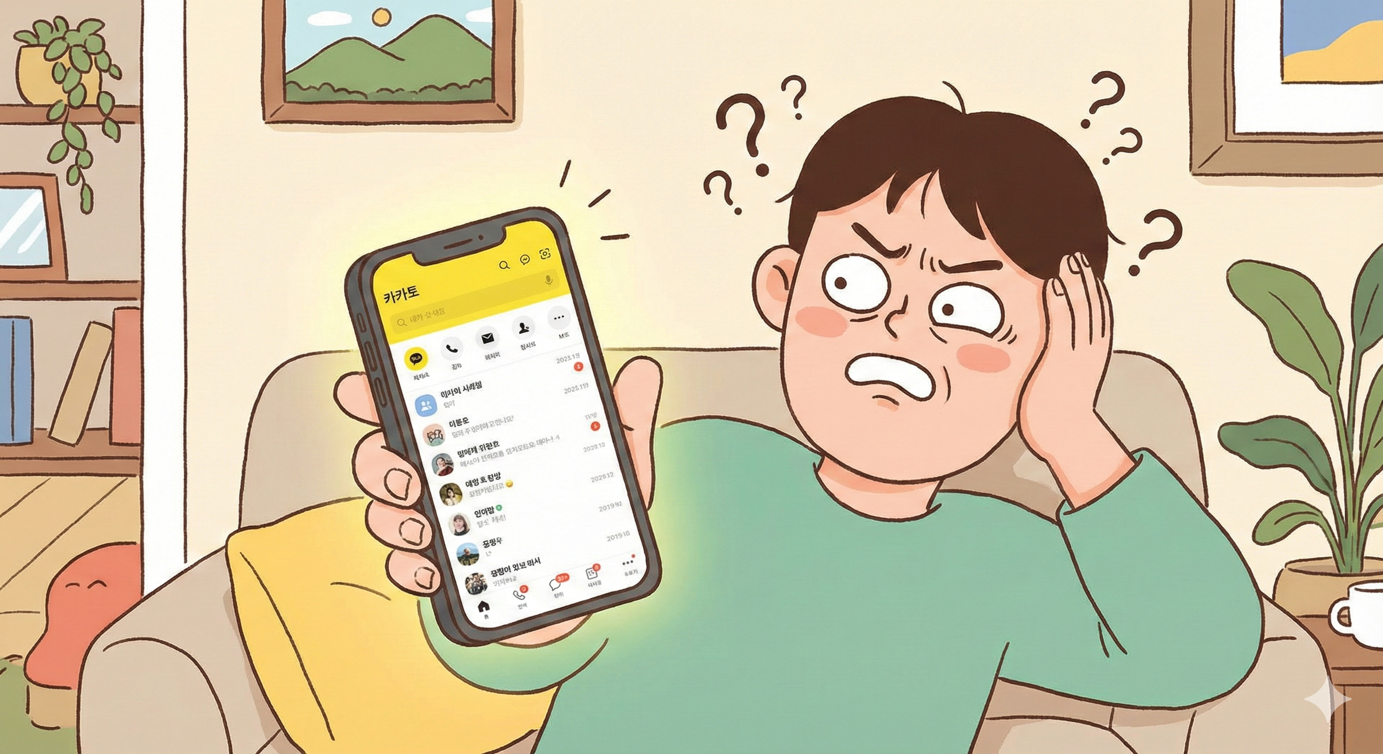 변한 카카오톡 화면에 당황한 사람
