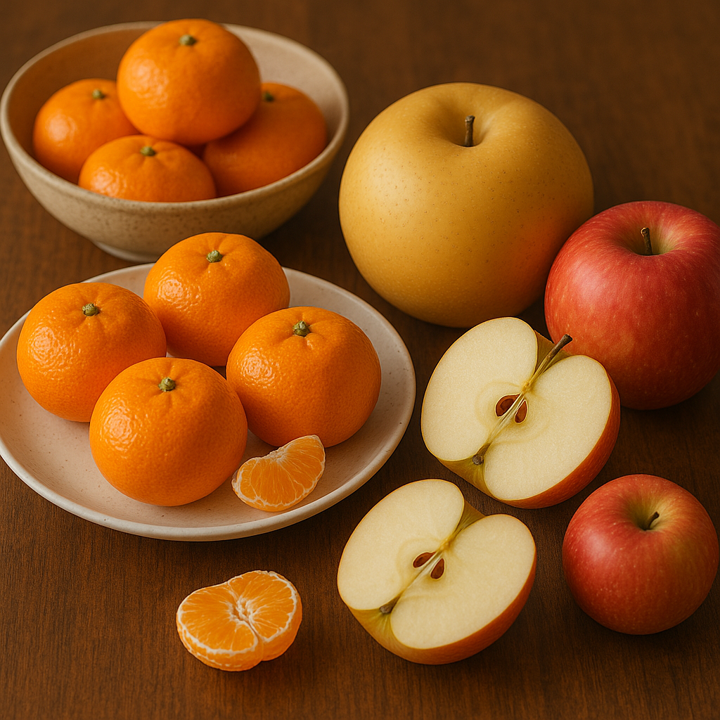 겨울철 생기있는 피부 귤 배 사과