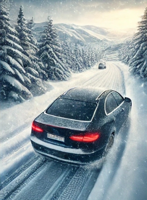 눈 많이 내린날 미끄러지는 자동차 모습