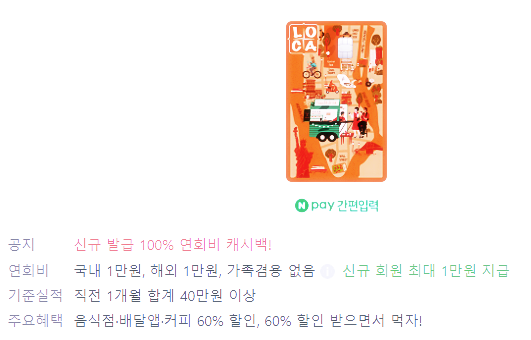 &quot;롯데 LOCA LIKIT Eat 카드&quot;