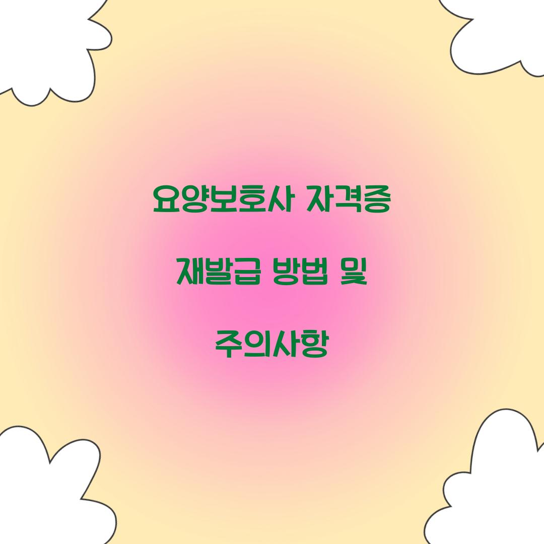 요양보호사 자격증 재발급