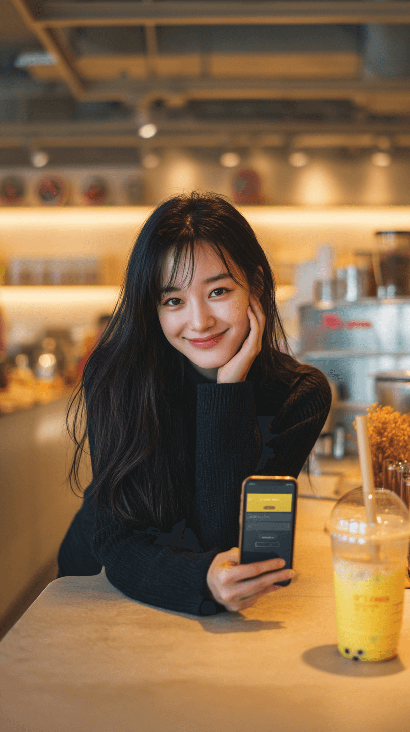 카페에서-주문중인-여성-이미지