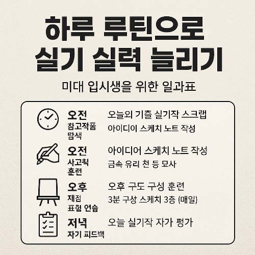 미대 실기 실력, 하루 루틴으로 확실히 늘릴 수 있습니다