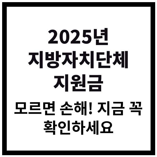2025년 지방자치단체 지원금 신청 방법 및 꿀팁 안내