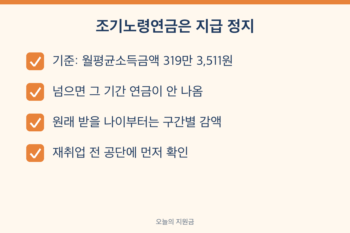 조기노령연금 소득 있는 업무 종사 시 지급 정지 A값 319만 원