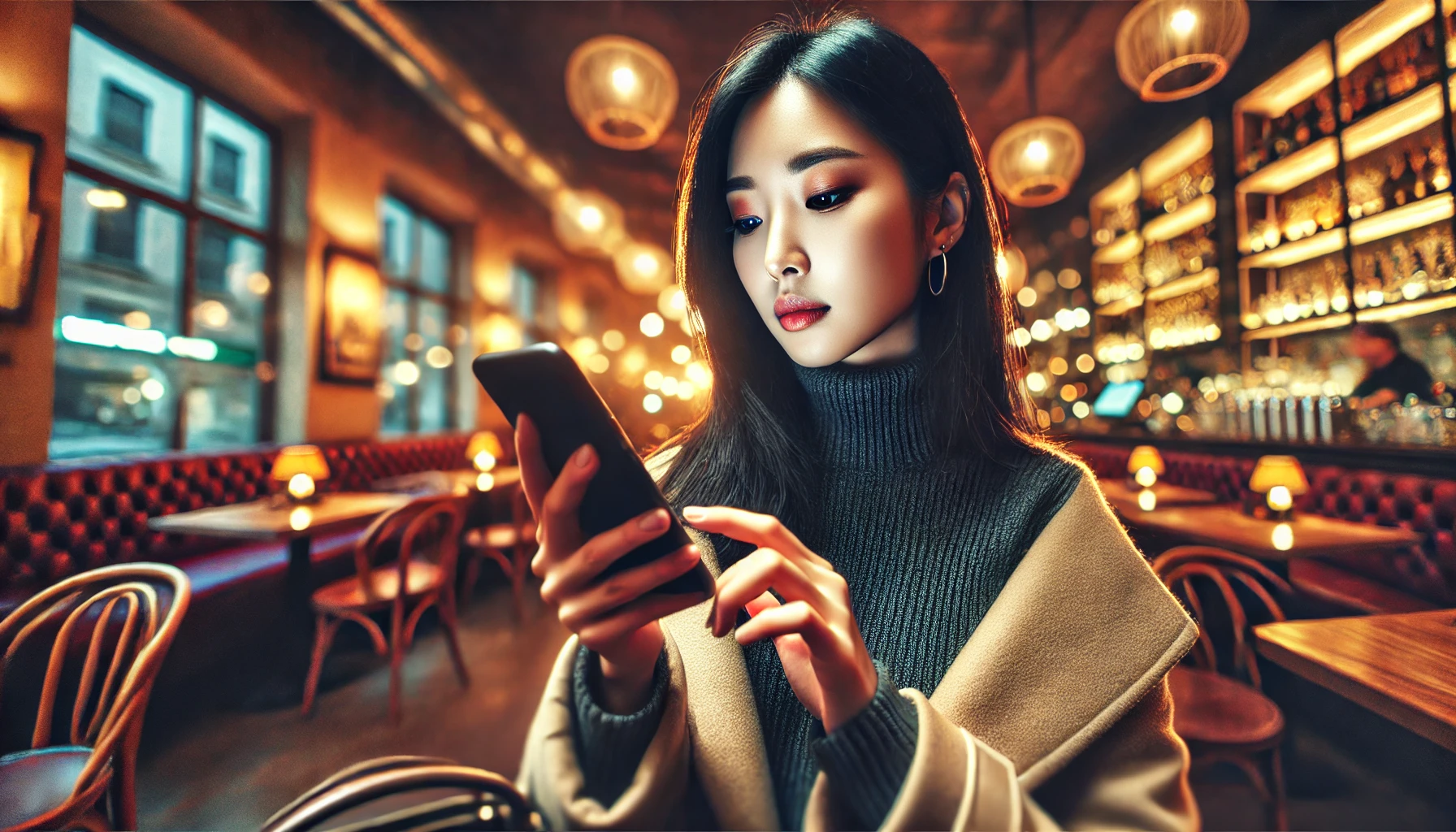 휴대폰을 보고있는 여자