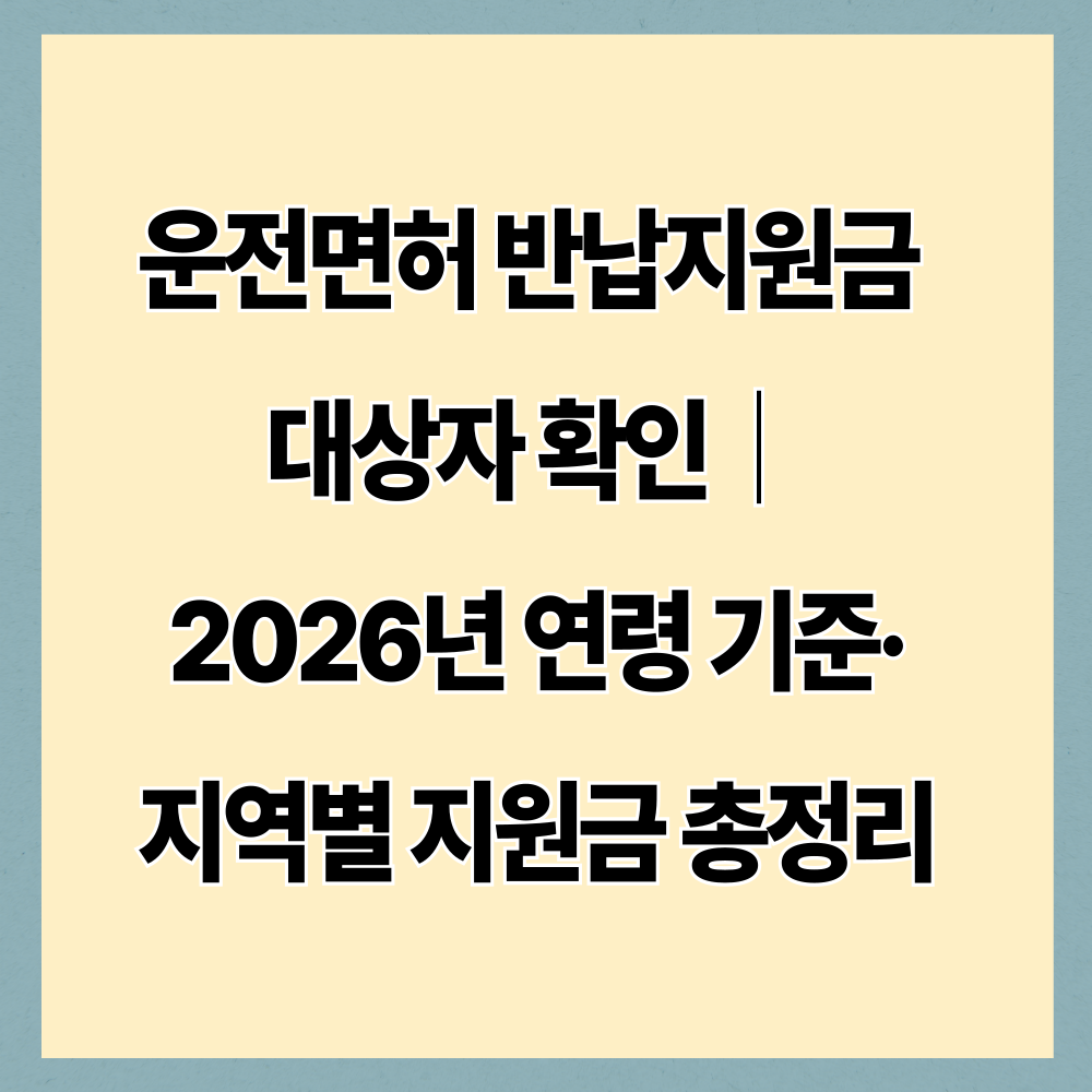 운전면허 반납지원금 대상자 확인|2026년 연령 기준·지역별 지원금 총정리