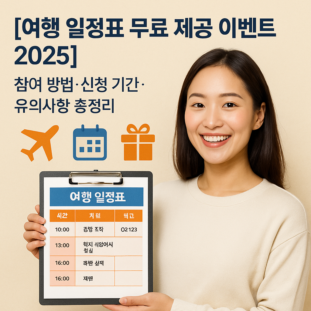 여행 일정표 무료 제공 이벤트 2025 | 참여 방법·신청 기간·유의사항 총정리