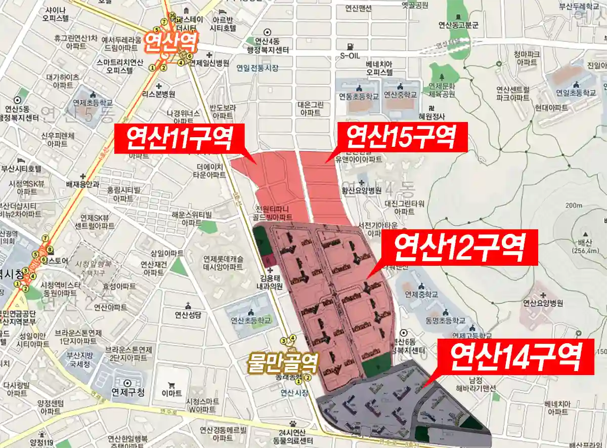 부산-연산역-물만골역-연산11구역-12구역-14구역-15구역-지도-위치