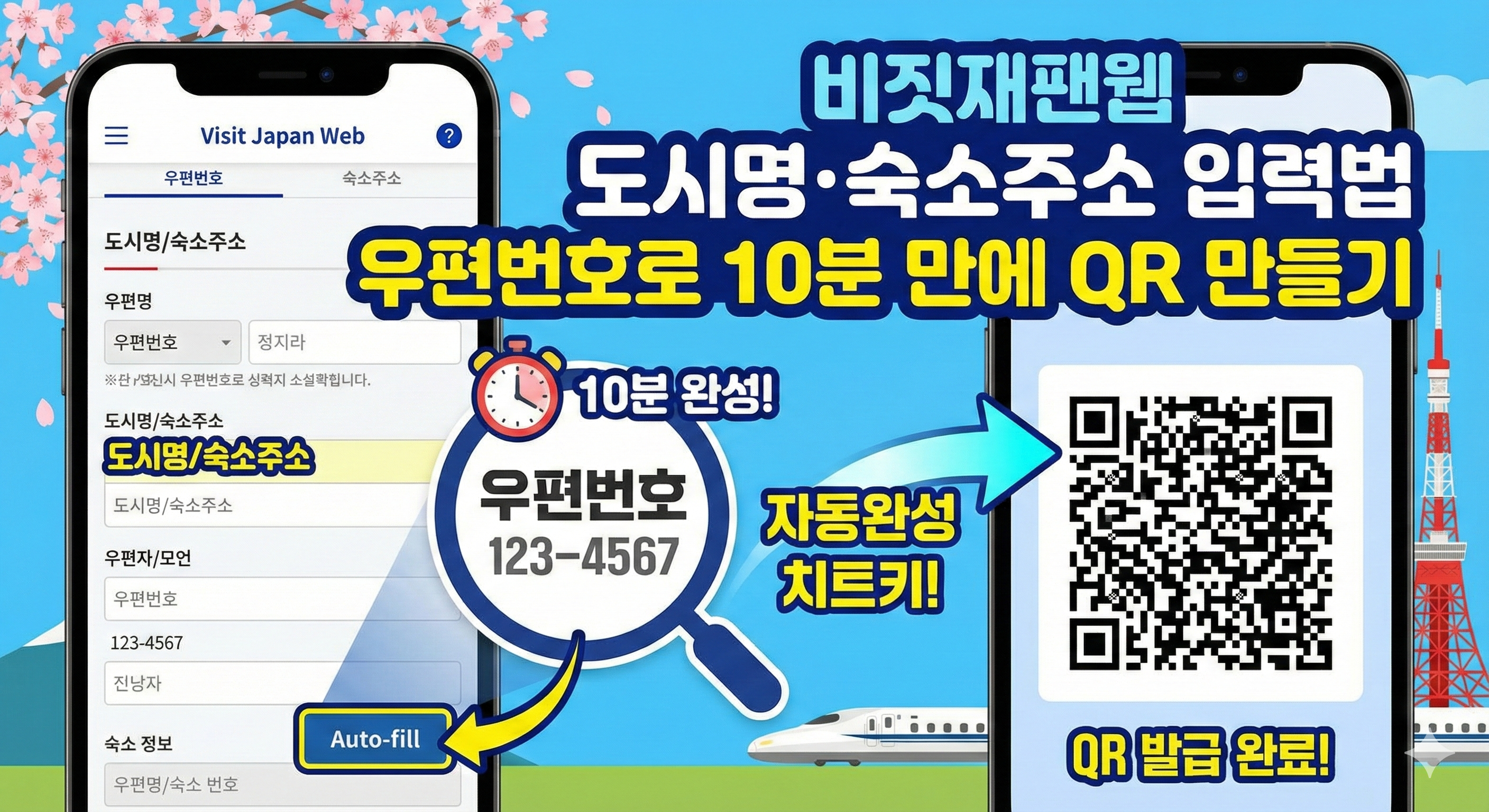 비짓재팬웹 도시명·숙소주소 입력법: 우편번호로 10분 만에 QR 만들기