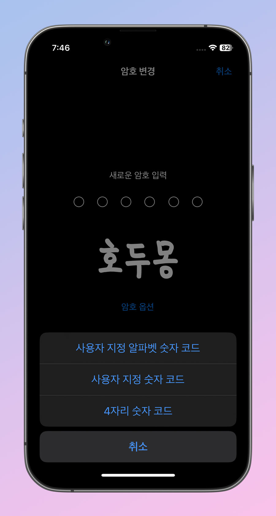 암호 옵션