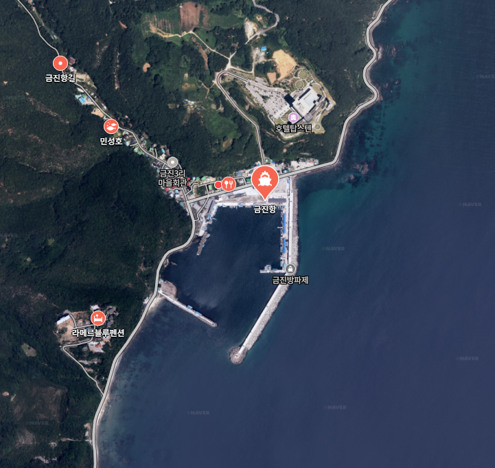 강릉 금진항 위성지도