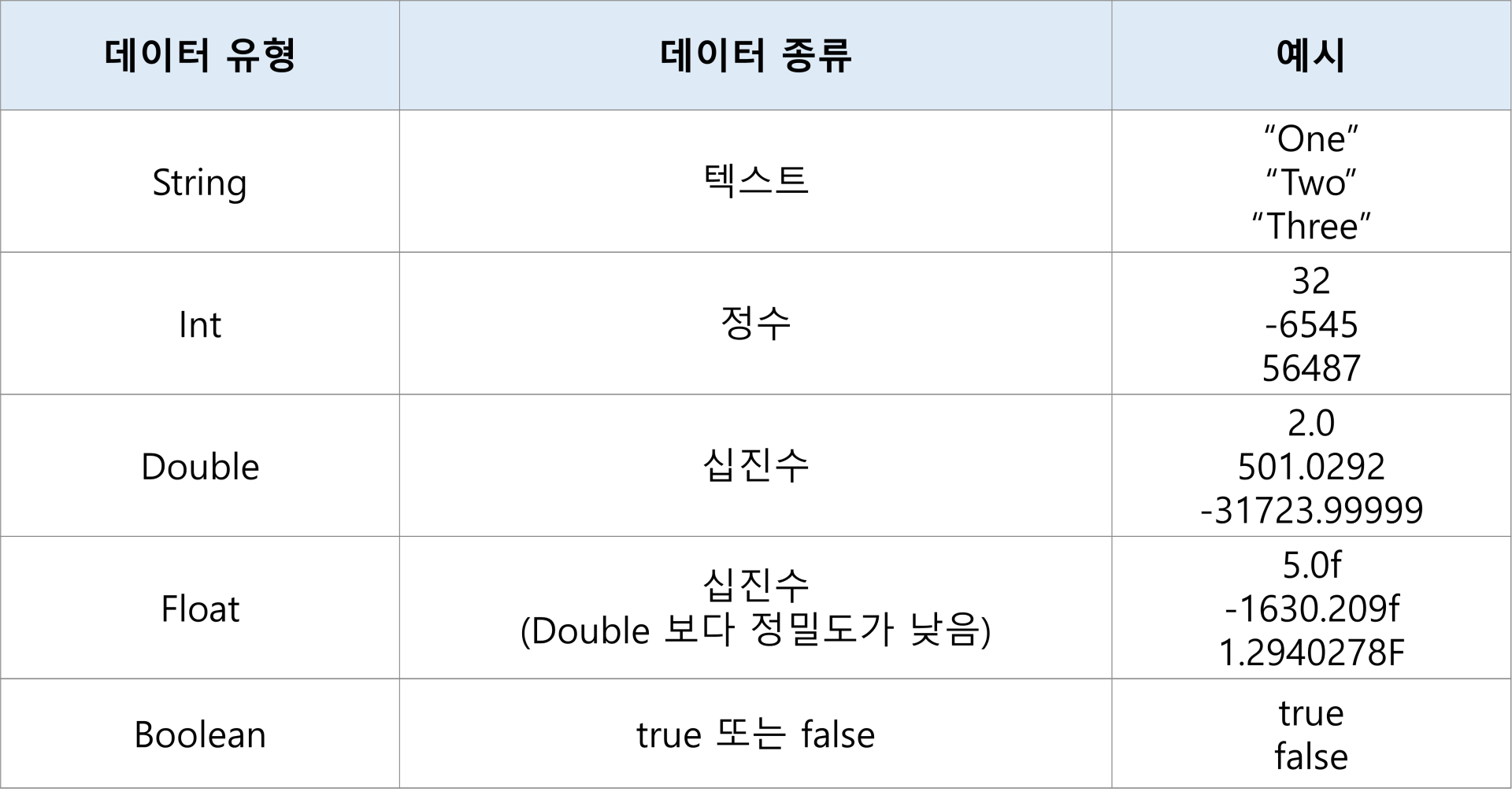 변수 데이터 유형