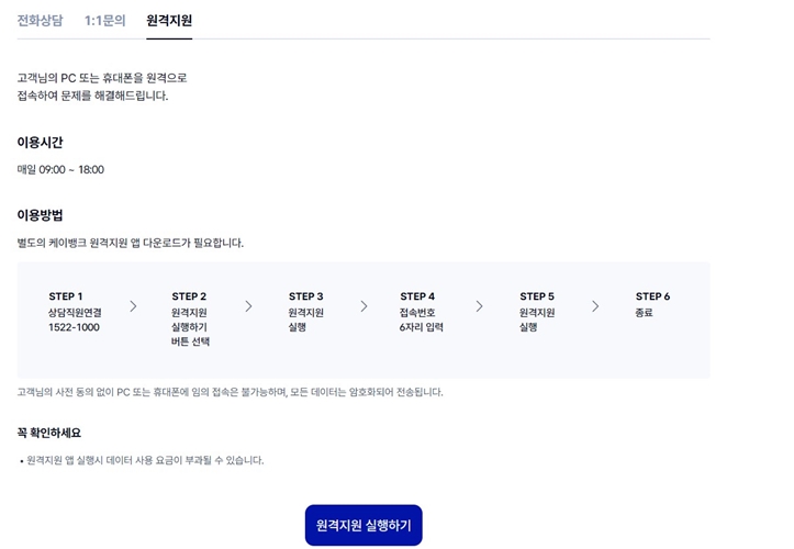 원격지원 서비스 이용방법