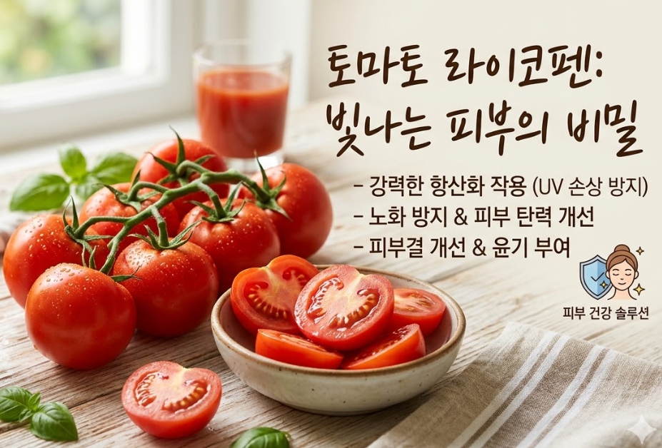 토마토 피부 건강 도움 라이코펜 효능을 설명하는 이미지