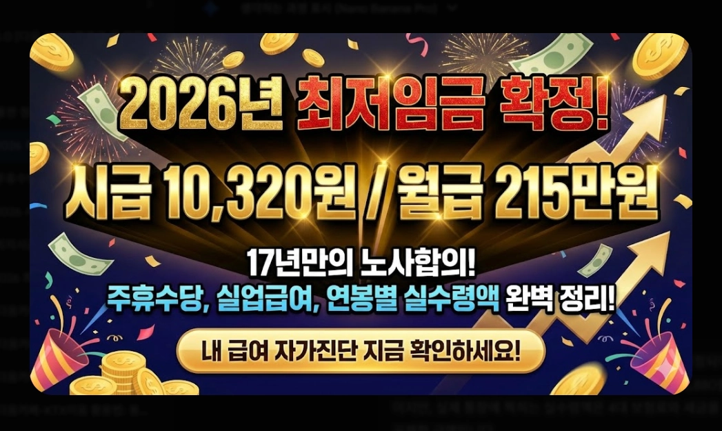 2026 최저임금 10,320원 확정! 내 월급은