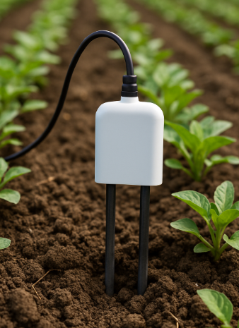 토양에 설치된 토양수분 센서 사진