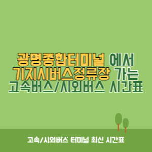 광명종합터미널에서 기지시버스정류장 가는 시외버스 시간표 최신정보