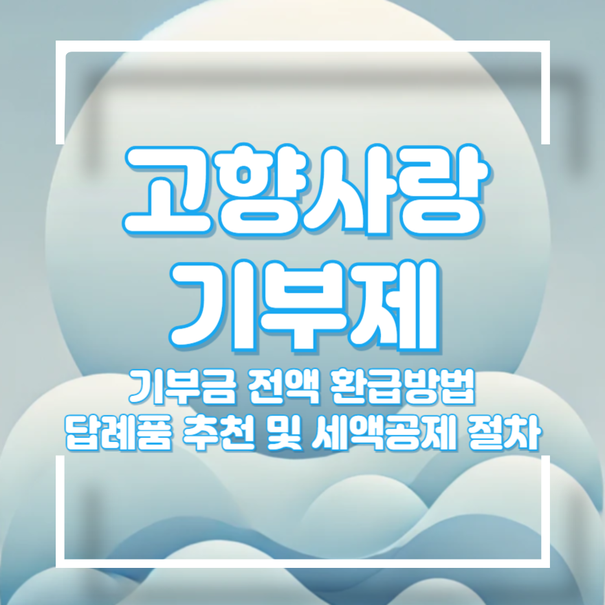 고향사랑 기부제 세액공제