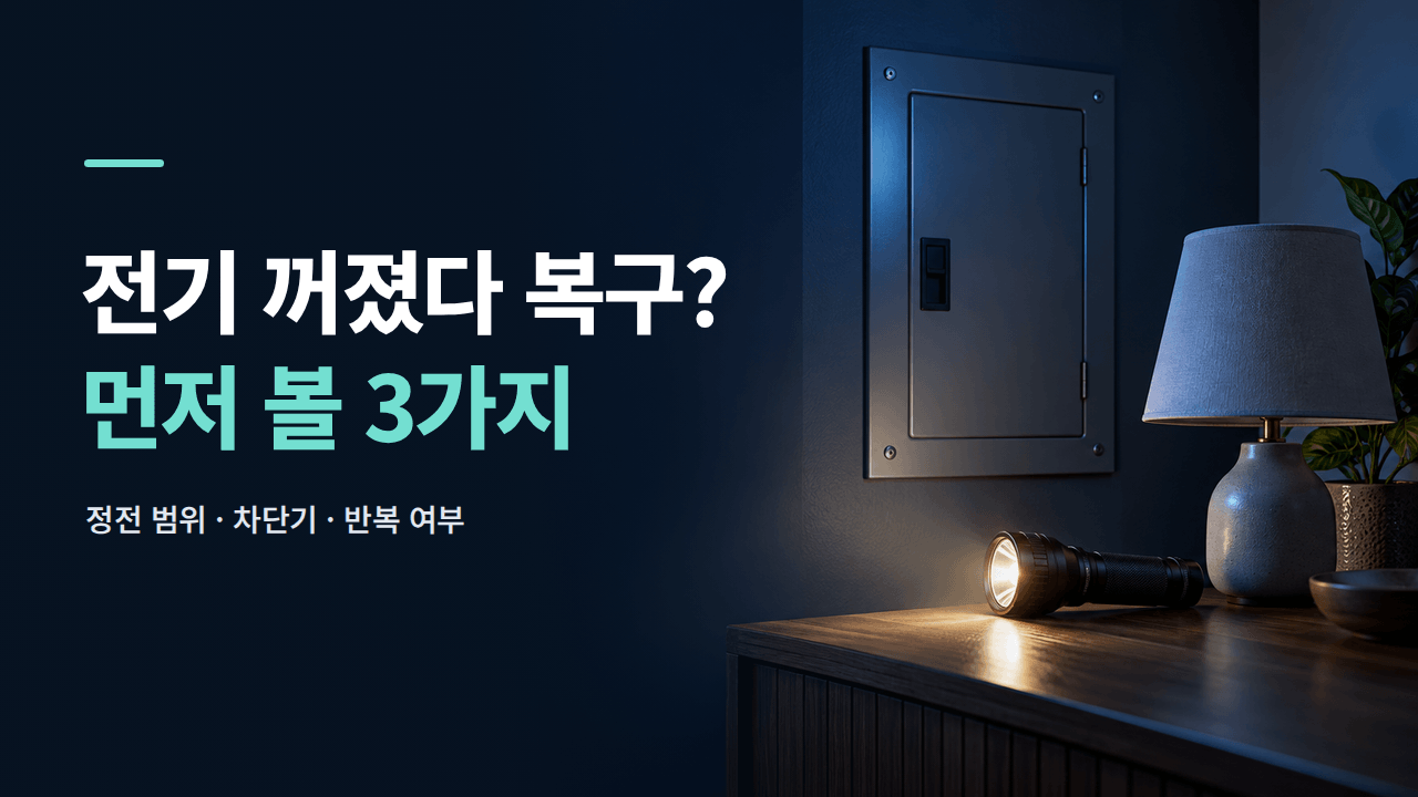 집 전기가 나갔다 다시 들어올 때|순간 정전·차단기 확인 순서