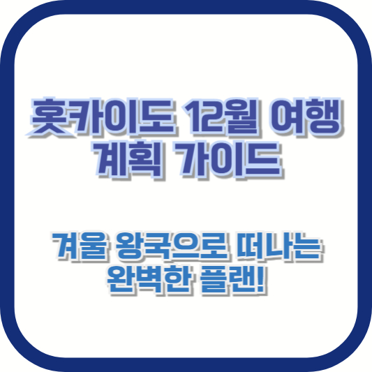 [홋카이도 12월 여행 계획 가이드] 겨울 왕국으로 떠나는 완벽한 플랜!