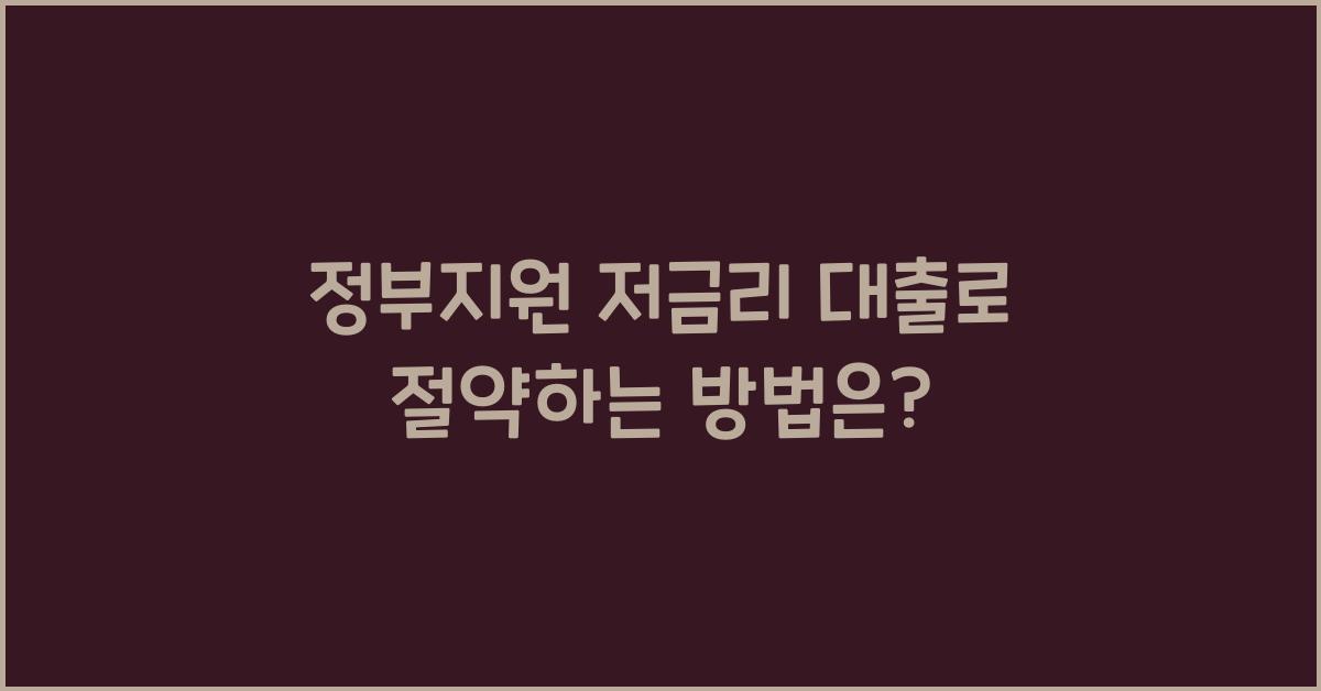 정부지원 저금리 대출